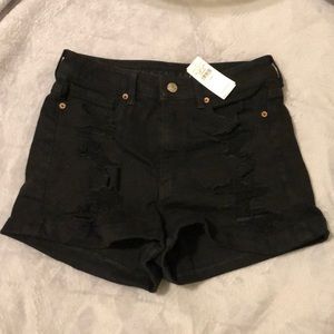 American Eagle Black Ripped Shorts NWT